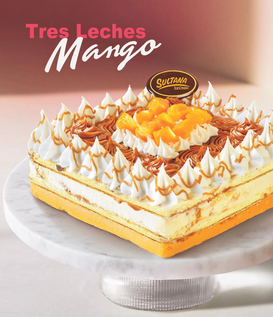 1. كعكة تريس ليتشيس بالمانجو من سلطانا آيس كريم Mango Desserts In Cairo: Mango Trés Leches Cake from Sultana Ice Cream